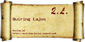 Quiring Lajos névjegykártya